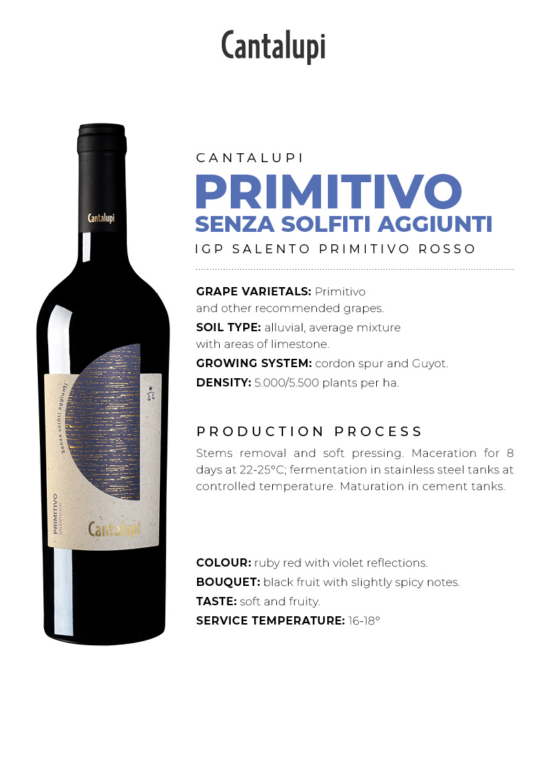 SchedaTecnica Cantalupi Primitivo Senza Solfiti Aggiunti